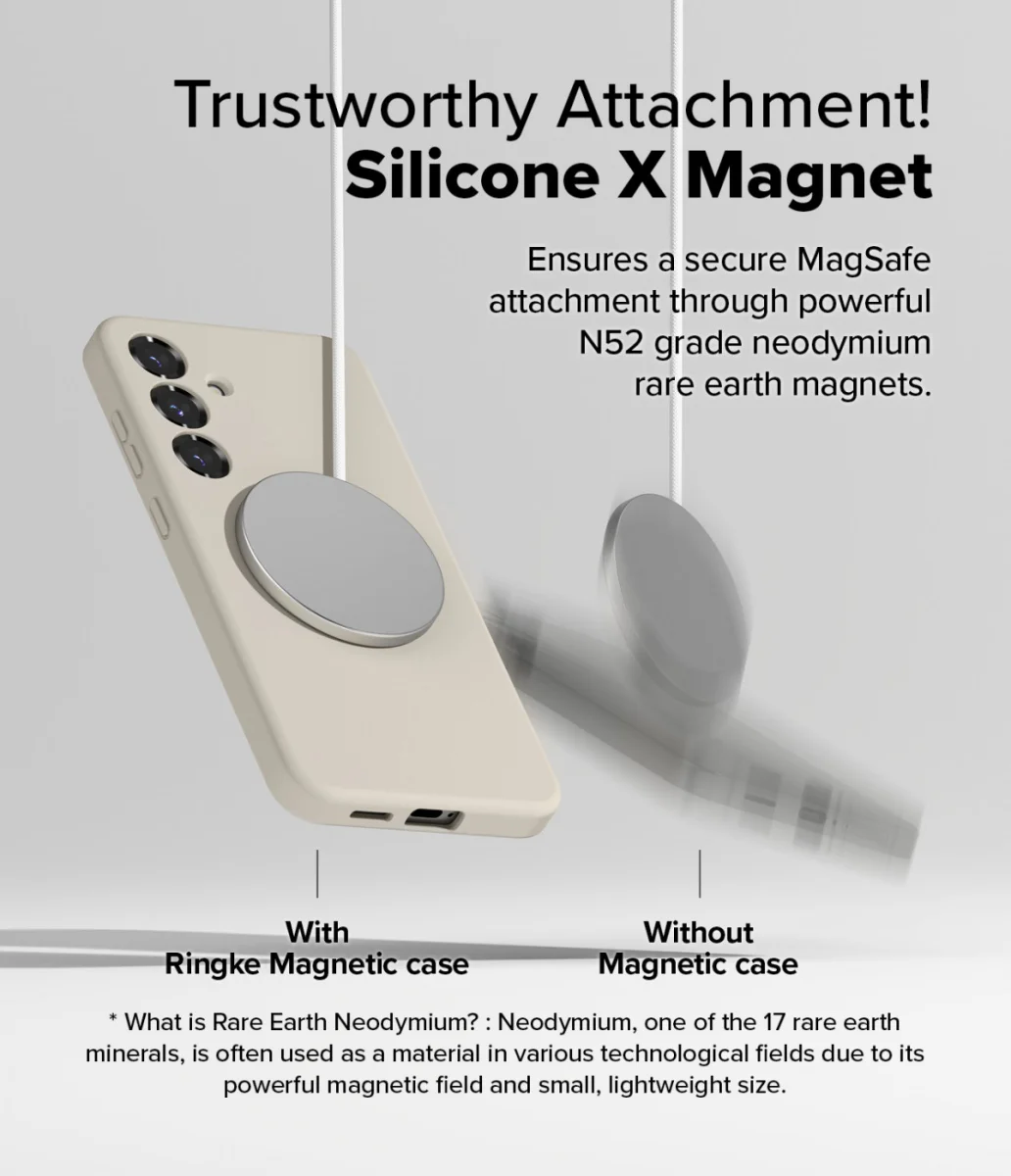 Ringke Silicone Samsung Galaxy S25 Plus Hoesje MagSafe / Qi2 Back Cover Grijs afbeelding 5