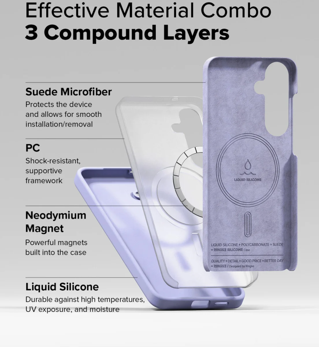 Ringke Silicone Samsung Galaxy S25 Plus Hoesje MagSafe / Qi2 Back Cover Paars afbeelding 4