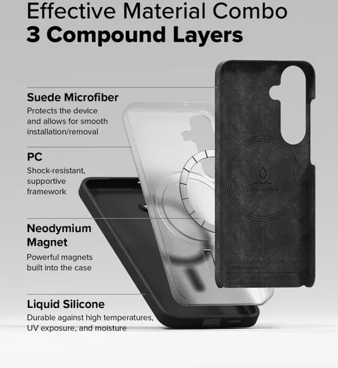 Ringke Silicone Samsung Galaxy S25 Hoesje MagSafe / Qi2 Back Cover Zwart afbeelding 4
