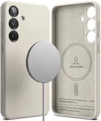 Ringke Silicone Samsung Galaxy S25 Hoesje MagSafe / Qi2 Back Cover Grijs afbeelding