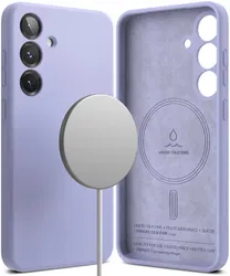 Ringke Silicone Samsung Galaxy S25 Hoesje MagSafe / Qi2 Back Cover Paars afbeelding