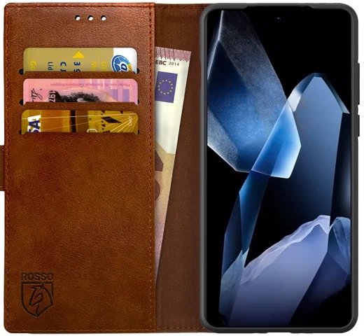 Rosso Element OnePlus 13R Hoesje Book Case Wallet Bruin afbeelding 1