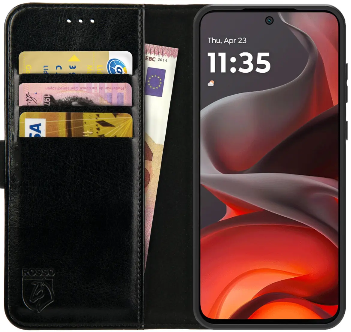 Rosso Element Motorola Moto G15 / G15 Power Hoesje Book Case Wallet Zwart afbeelding 1