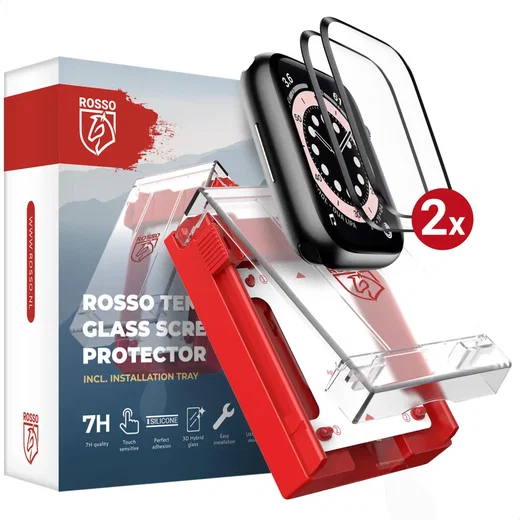 Rosso Apple Watch 4/5/6/SE 44MM Tempered Glass - Screen Protector Tray 2-Pack afbeelding 1