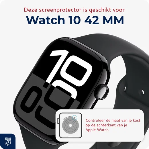 Rosso - Apple Watch 11 / 10 42MM Tempered Glass - met Installatietray (2-Pack) afbeelding 5