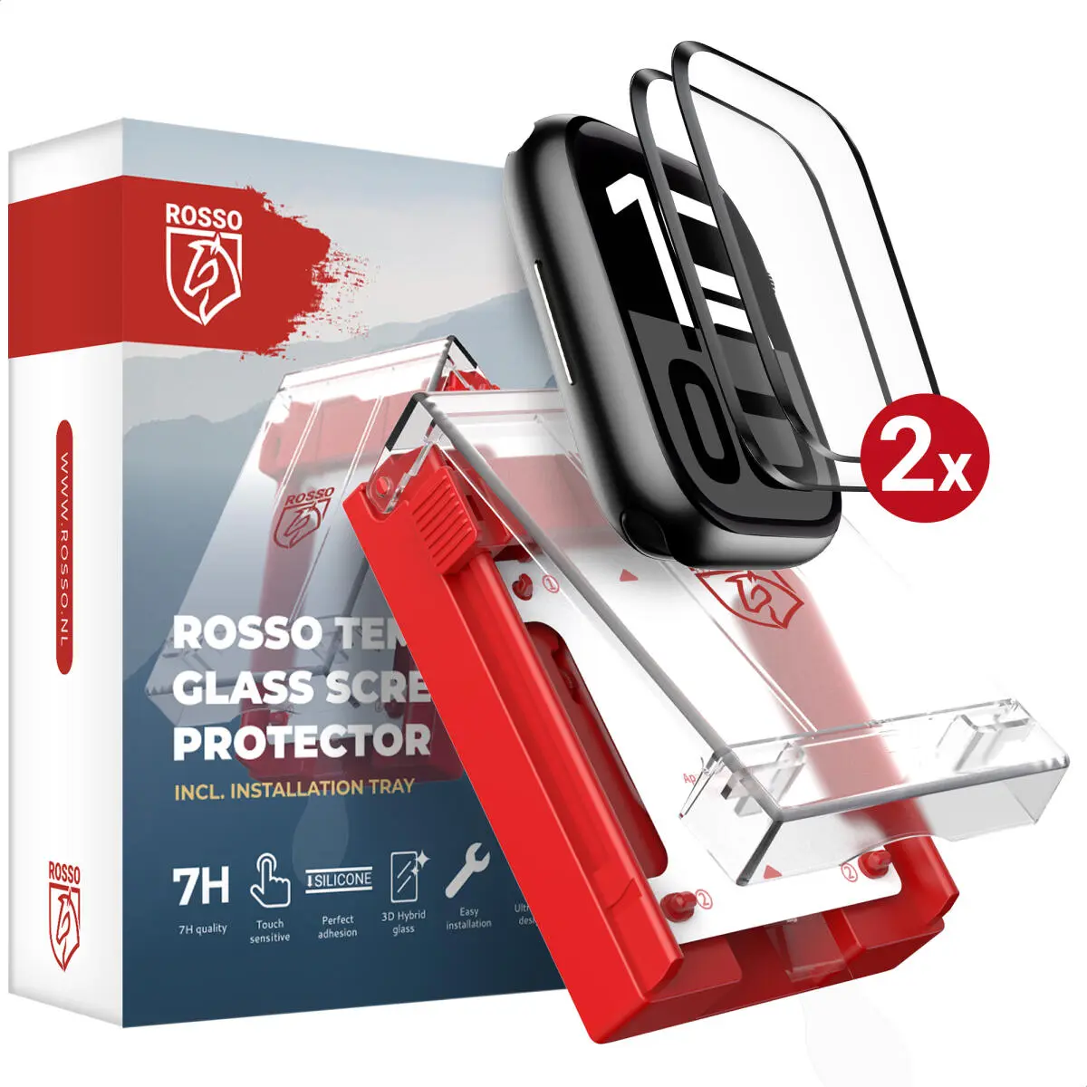 Rosso - Apple Watch 11 / 10 42MM Tempered Glass - met Installatietray (2-Pack) afbeelding 1