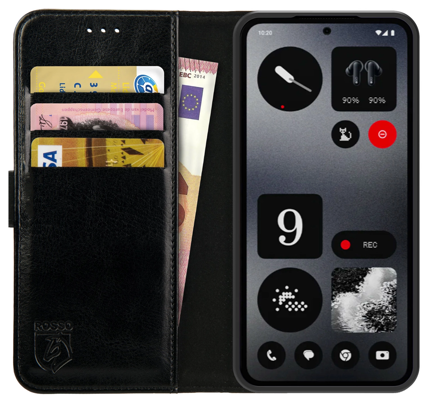 Rosso Element Nothing CMF Phone 2 Pro Hoesje Book Case Wallet Zwart afbeelding 1