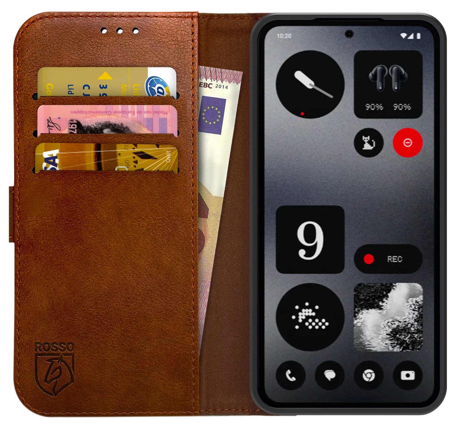 Rosso Element Nothing CMF Phone 2 Pro Hoesje Book Case Wallet Bruin afbeelding 1