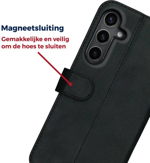 Rosso Deluxe Samsung Galaxy A16 Hoesje Echt Leer Book Case Zwart afbeelding 6