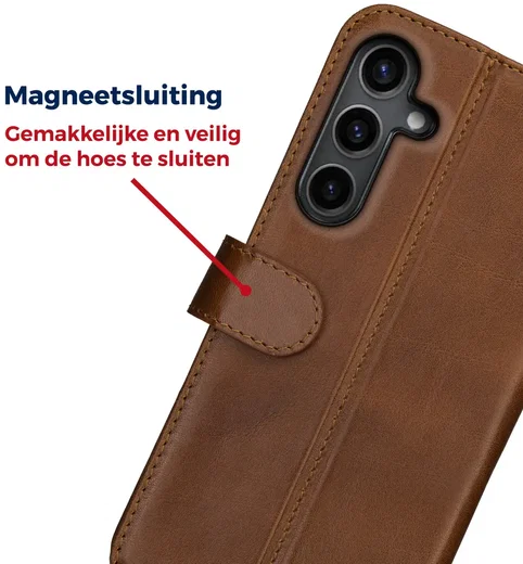 Rosso Deluxe Samsung Galaxy A16 Hoesje Echt Leer Book Case Bruin afbeelding 6
