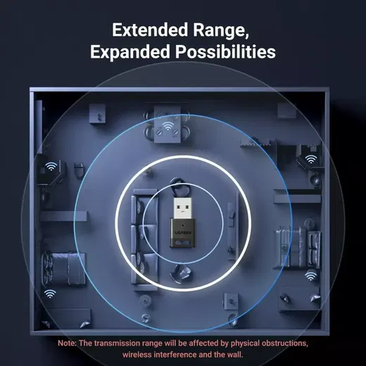 UGREEN USB-A Adapter Bluetooth 5.3 Receiver Zwart afbeelding 4