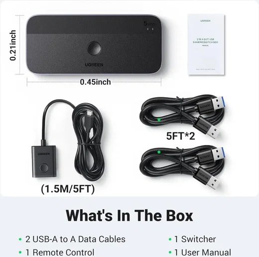 UGREEN Sharing Switch USB 3.0 Schakelaar met 3 USB en 1 USB-C Poort afbeelding 9