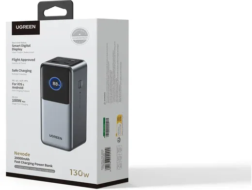 UGREEN Nexode 130W Fast Charge Powerbank met Display 20.000 mAh Grijs afbeelding 8
