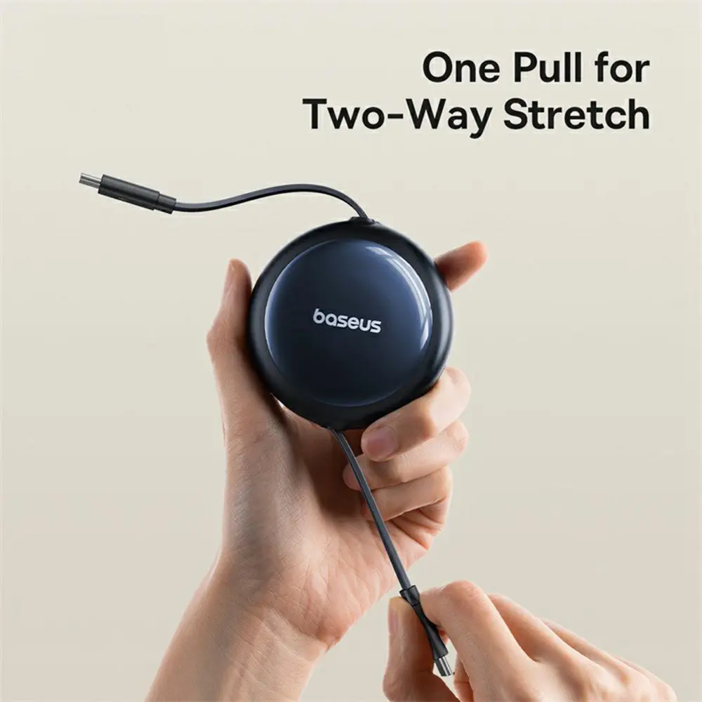 Baseus Nomos Oprolbare USB-C naar USB-C Kabel 100W PD 1.5M Zwart afbeelding 3