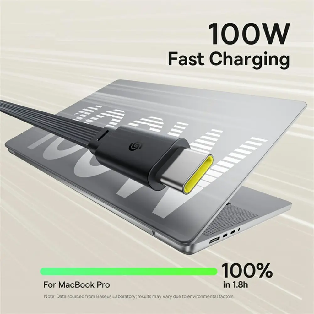 Baseus Nomos Oprolbare USB-C naar USB-C Kabel 100W PD 1.5M Zwart afbeelding 4