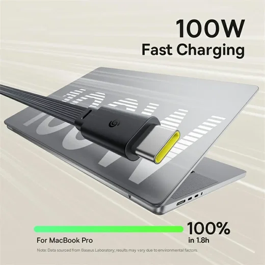 Baseus Nomos Oprolbare USB-C naar USB-C Kabel 100W PD 1.5M Zwart afbeelding 4