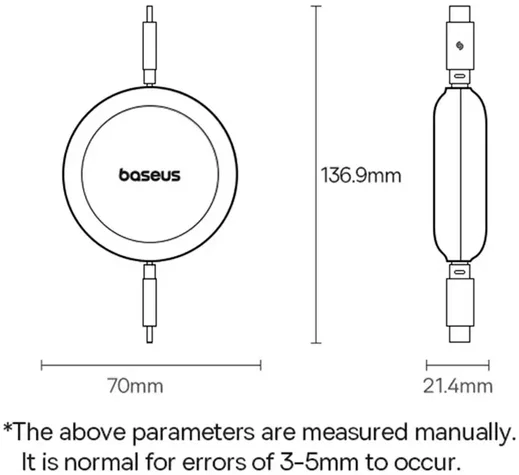Baseus Nomos Oprolbare USB-C naar USB-C Kabel 100W PD 1.5M Zwart afbeelding 9
