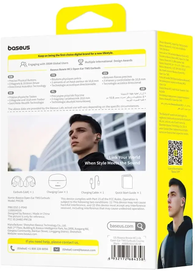 Baseus Bowie MC1 Open-Ear Draadloze Oortjes Bluetooth 5.4 Zwart afbeelding 19