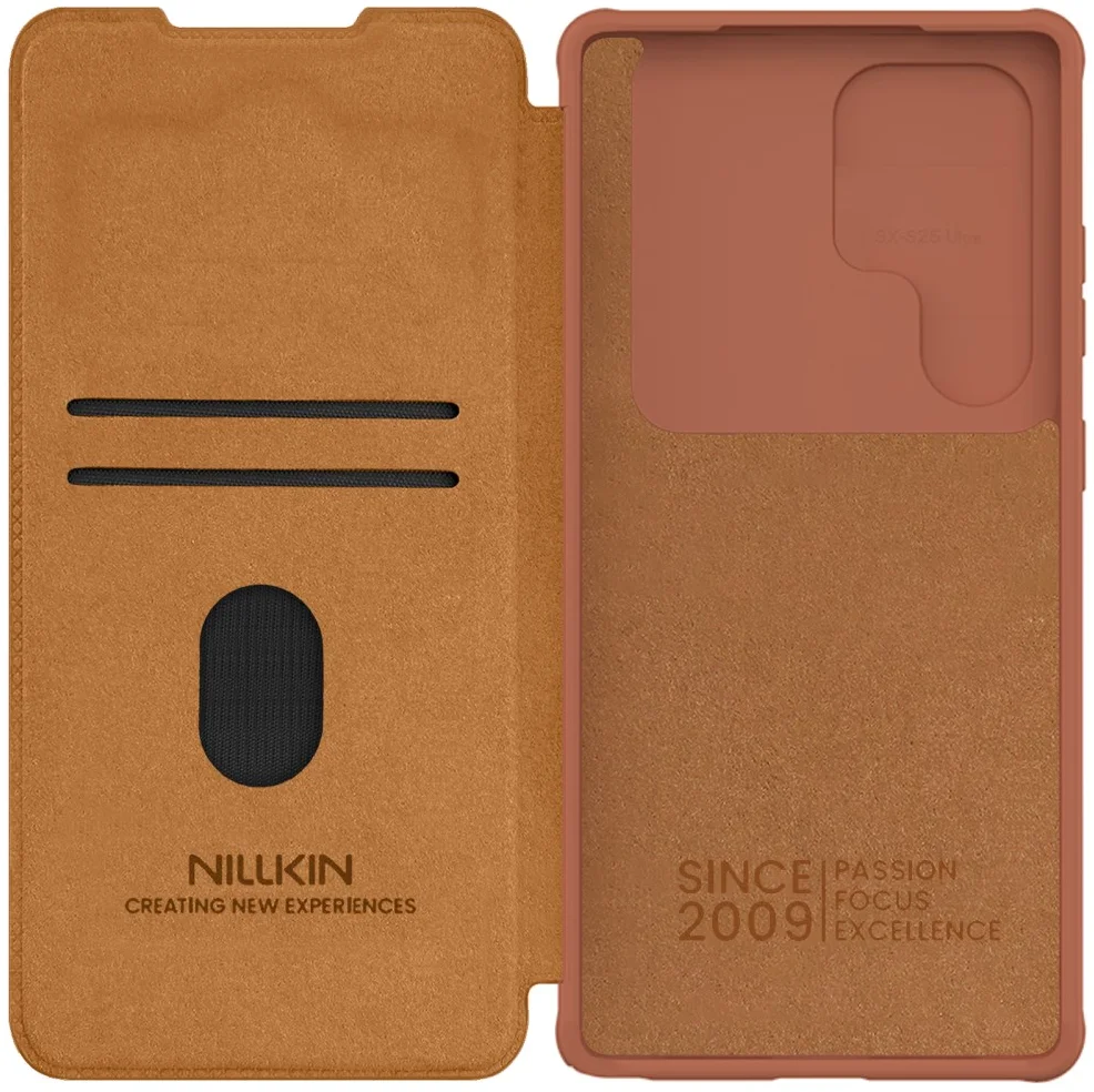 Nillkin Qin Pro Samsung Galaxy S25 Hoesje Book Case met Camera Slider Bruin afbeelding 13