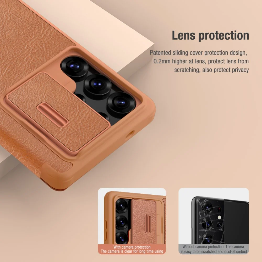 Nillkin Qin Pro Samsung Galaxy S25 Hoesje Book Case met Camera Slider Bruin afbeelding 14