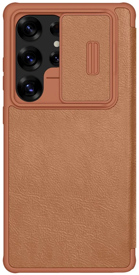 Nillkin Qin Pro Samsung Galaxy S25 Hoesje Book Case met Camera Slider Bruin afbeelding 2