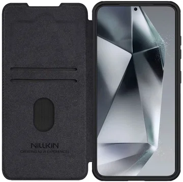 Nillkin Qin Pro Samsung Galaxy S25 Plus Hoesje Book Case met Camera Slider Zwart