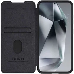 Nillkin Qin Pro Samsung Galaxy S25 Plus Hoesje Book Case met Camera Slider Zwart afbeelding