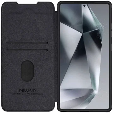 Nillkin Qin Pro Samsung Galaxy S25 Ultra Hoesje Book Case Camera Slider Zwart