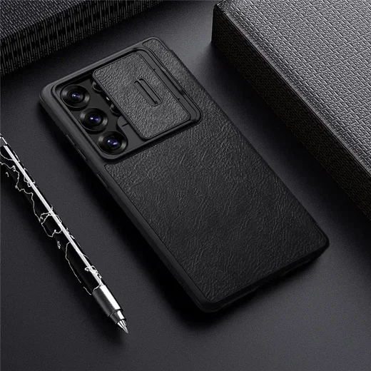 Nillkin Qin Pro Samsung Galaxy S25 Ultra Hoesje Book Case Camera Slider Zwart afbeelding 6