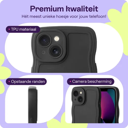 HappyCase Wavy Apple iPhone 17e / 16e  Hoesje TPU Back Cover Zwart afbeelding 3