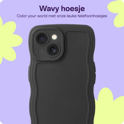 HappyCase Wavy Apple iPhone 17e / 16e  Hoesje TPU Back Cover Zwart afbeelding 5