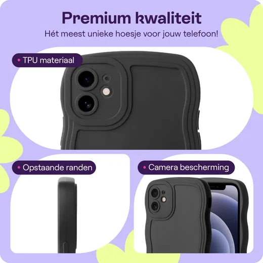 HappyCase Wavy Apple iPhone 12 Hoesje TPU Back Cover Zwart afbeelding 3