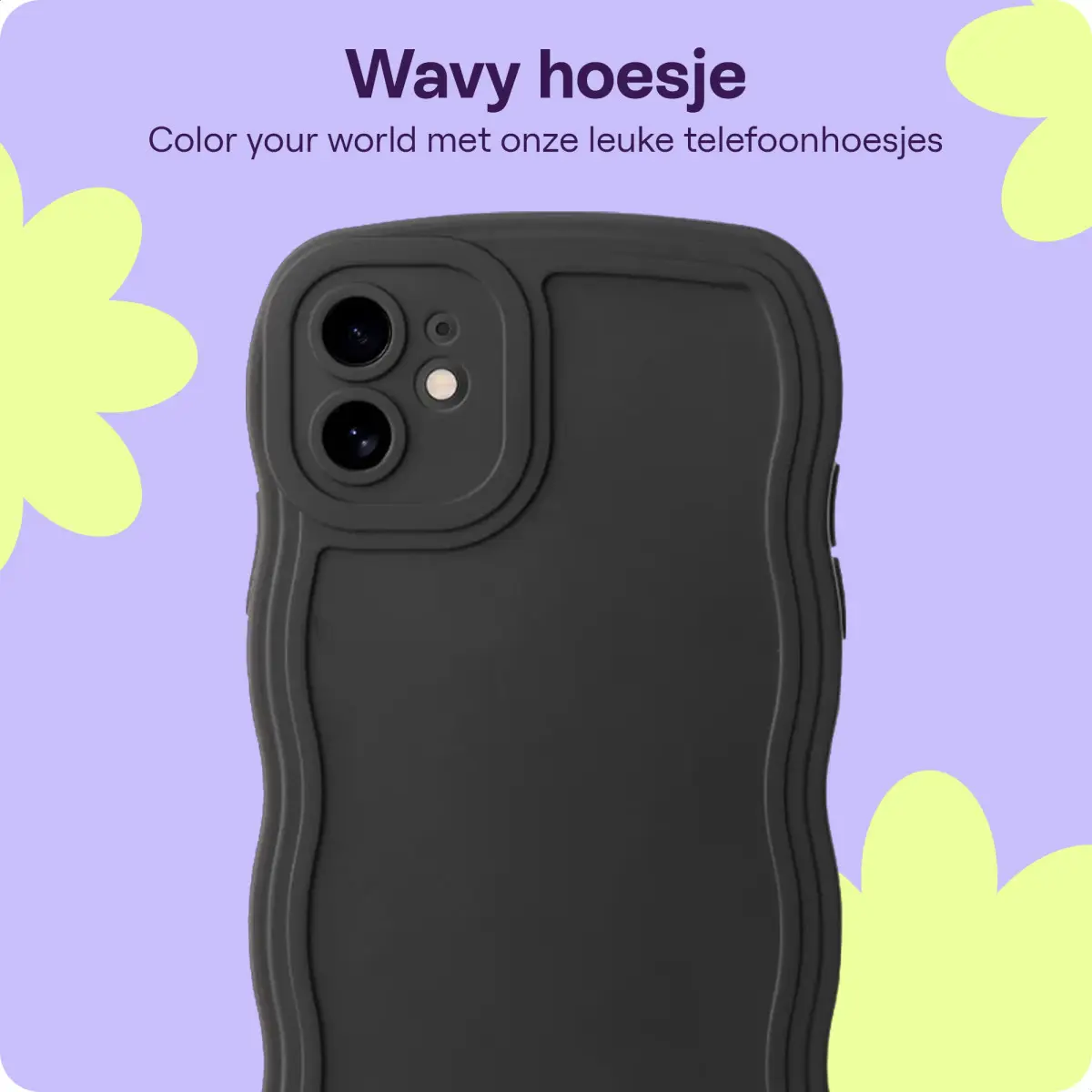 HappyCase Wavy Apple iPhone 12 Hoesje TPU Back Cover Zwart afbeelding 4