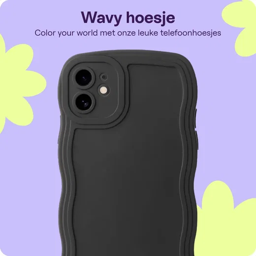 HappyCase Wavy Apple iPhone 12 Hoesje TPU Back Cover Zwart afbeelding 4