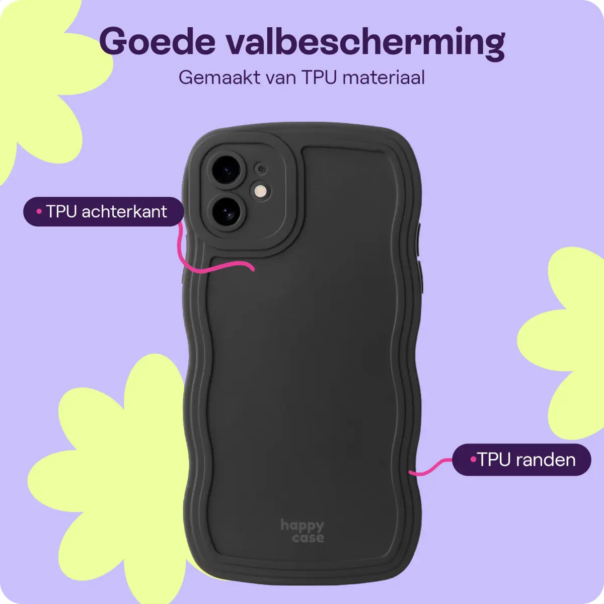 HappyCase Wavy Apple iPhone 12 Hoesje TPU Back Cover Zwart afbeelding 5