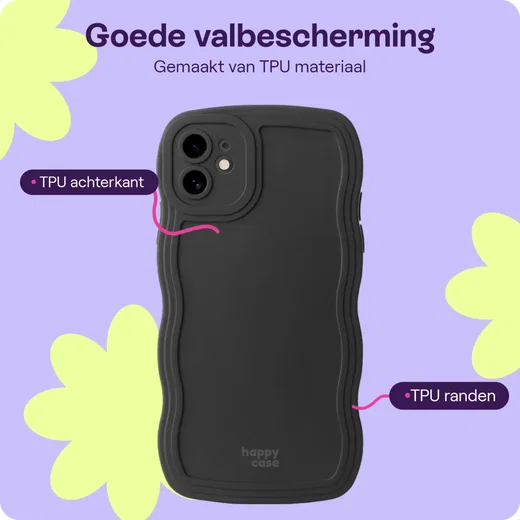 HappyCase Wavy Apple iPhone 12 Hoesje TPU Back Cover Zwart afbeelding 5