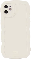 HappyCase Wavy Apple iPhone 12 Hoesje TPU Back Cover Beige afbeelding