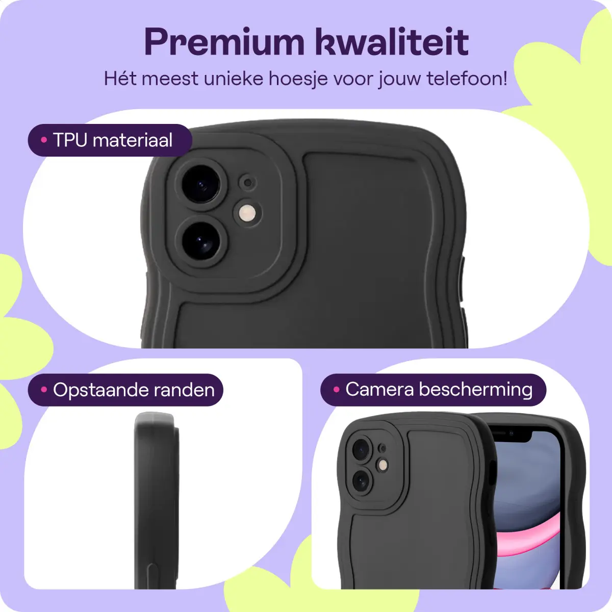 HappyCase Wavy Apple iPhone 11 Hoesje TPU Back Cover Zwart afbeelding 3