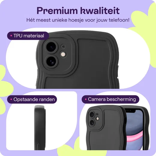 HappyCase Wavy Apple iPhone 11 Hoesje TPU Back Cover Zwart afbeelding 3