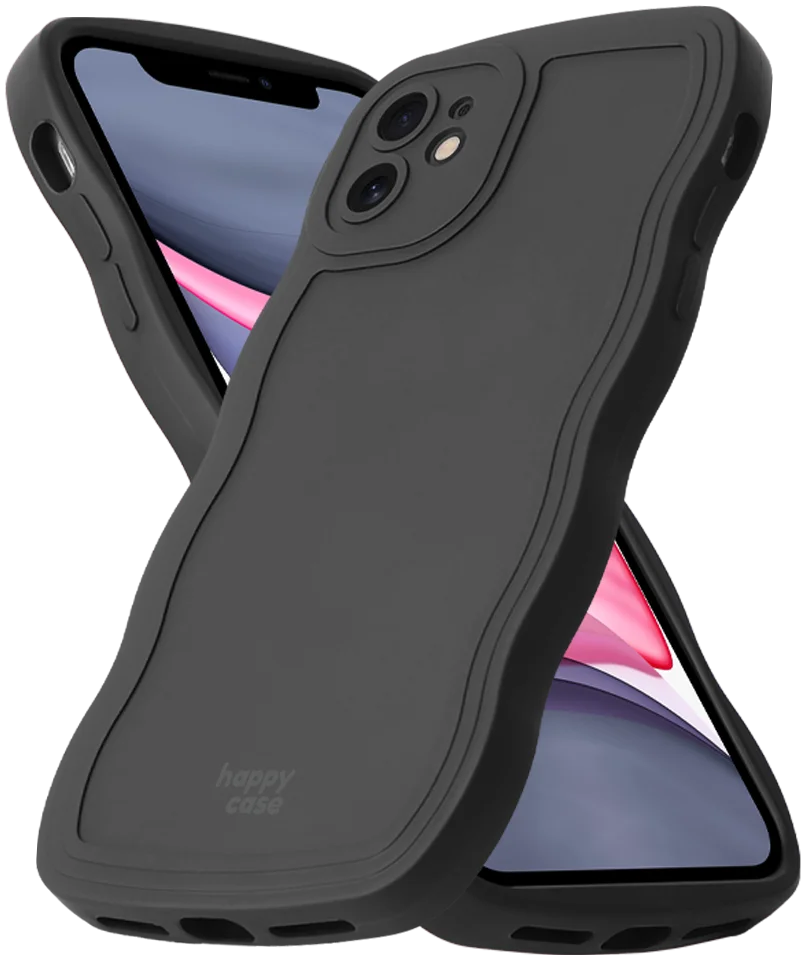 HappyCase Wavy Apple iPhone 11 Hoesje TPU Back Cover Zwart afbeelding 2