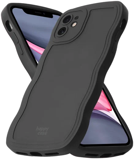 HappyCase Wavy Apple iPhone 11 Hoesje TPU Back Cover Zwart afbeelding 2