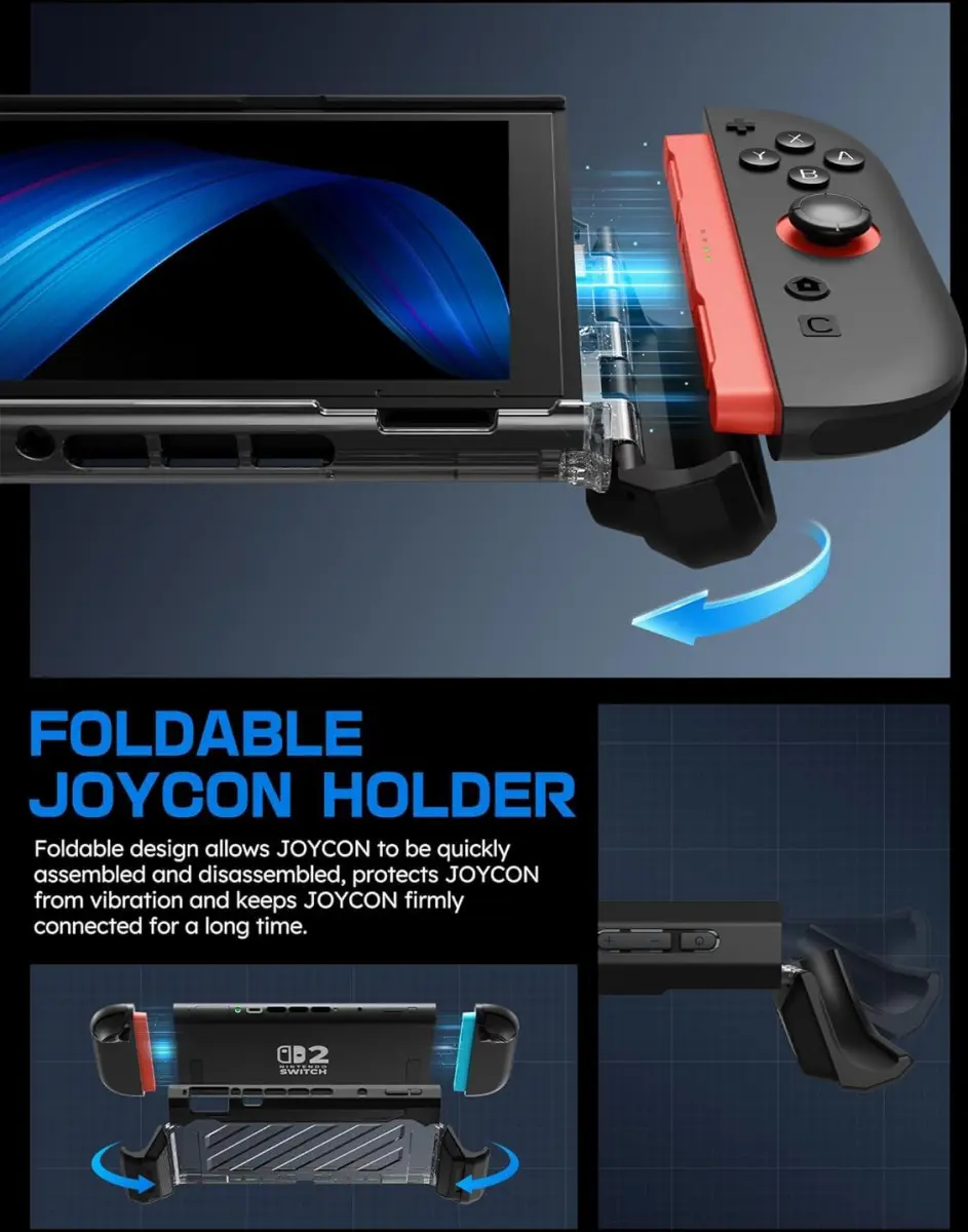 SUPCASE UB Pro Nintendo Switch 2 Hoesje Schokbestendig - Afneembare Joycon Zwart afbeelding 4
