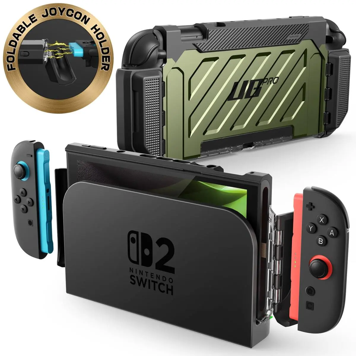 SUPCASE UB Pro Nintendo Switch 2 Hoesje Schokbestendig - Afneembare Joycon Groen afbeelding 2