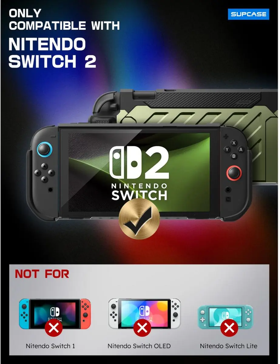 SUPCASE UB Pro Nintendo Switch 2 Hoesje Schokbestendig - Afneembare Joycon Groen afbeelding 5