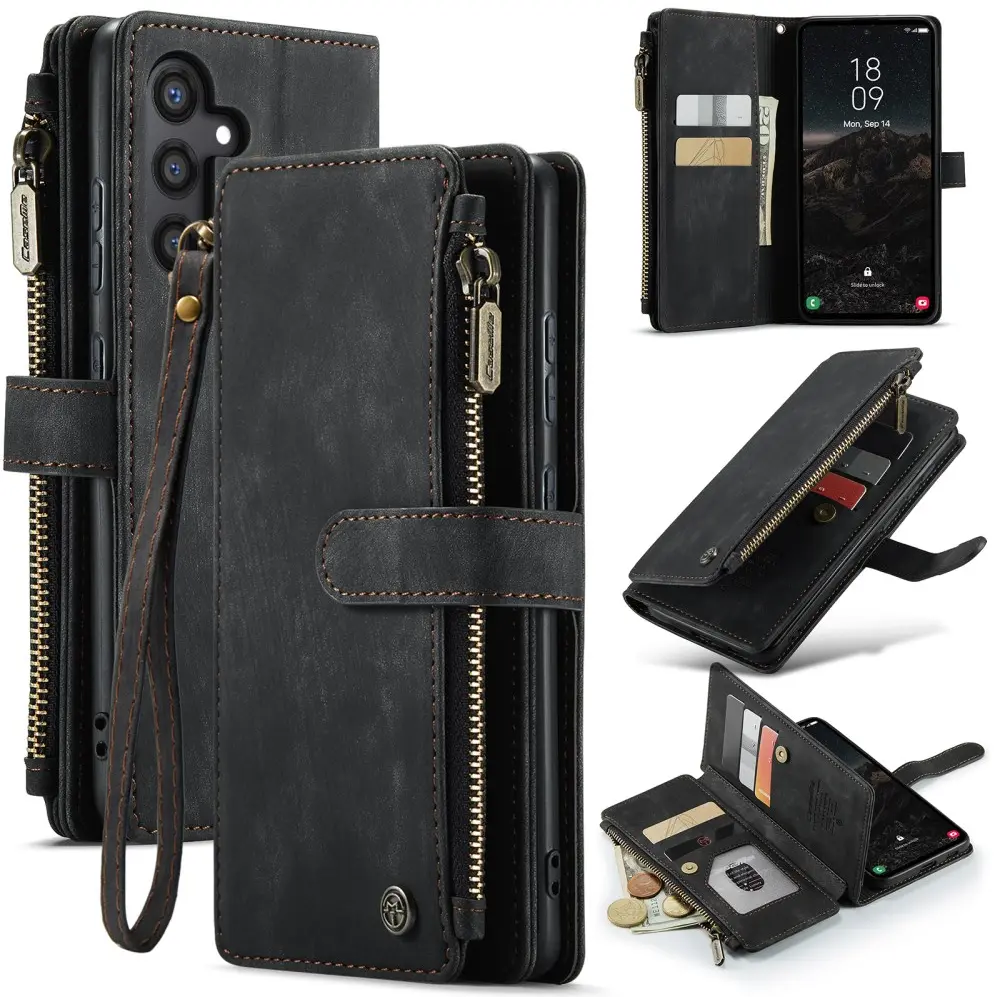 CaseMe C30 Samsung Galaxy S25 Hoesje Pasjeshouder Book Case Zwart afbeelding 11
