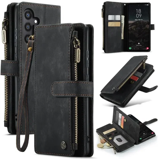 CaseMe C30 Samsung Galaxy S25 Hoesje Pasjeshouder Book Case Zwart afbeelding 11