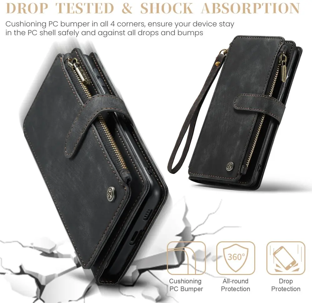 CaseMe C30 Samsung Galaxy S25 Hoesje Pasjeshouder Book Case Zwart afbeelding 4