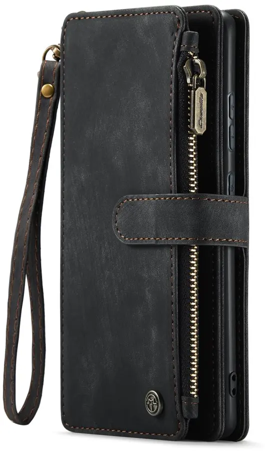 CaseMe C30 Samsung Galaxy S25 Hoesje Pasjeshouder Book Case Zwart afbeelding 2
