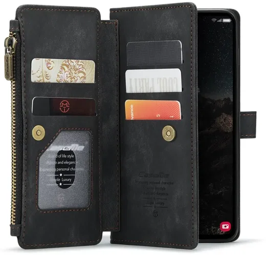 CaseMe C30 Samsung Galaxy S25 Hoesje Pasjeshouder Book Case Zwart afbeelding 1