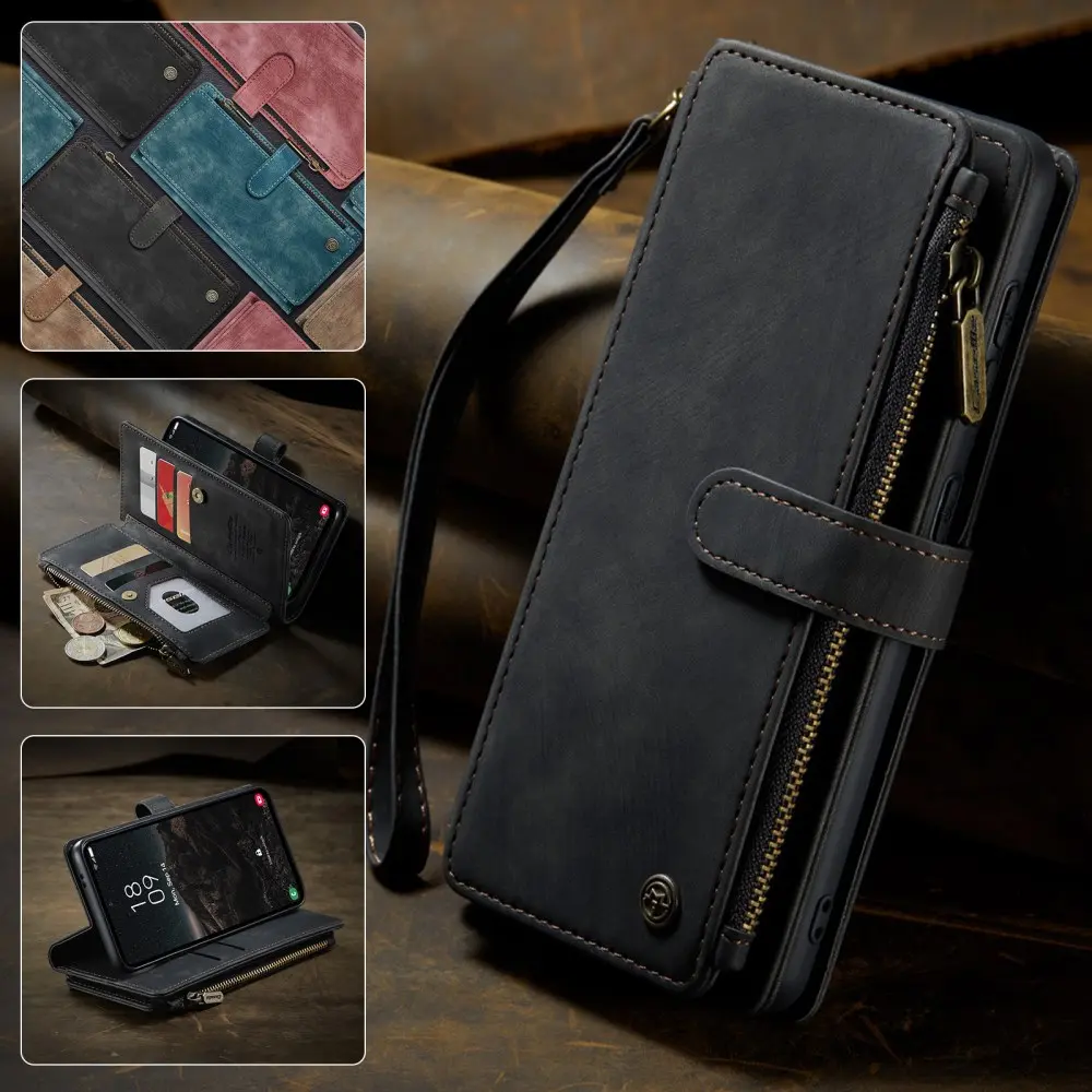 CaseMe C30 Samsung Galaxy S25 Hoesje Pasjeshouder Book Case Zwart afbeelding 9